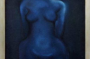 Henryk Płóciennik, Akt niebieski, ok. 1960, olej, płótno 75 x 60 cm