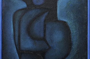 Henryk Płóciennik, Niebieski, ok. 1962, olej, płótno 75 x 60 cm