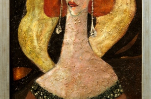 Henryk Płóciennik, Portret kobiety, lata 50. XX w., olej, płótno 77x50 cm